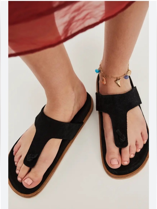 Free People Shoes - Free People Mika Footbed Sandals Black Suede women’s size 9 NWOB